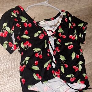 Cheery heart tie shirt